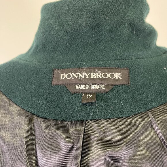 VTG 80s Donnybrook 100% Wool Green Long Overcoat Women’s Size 12 Double Breasted - Picture 12 of 16